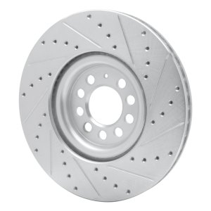 Audi TT Brake Rotor (1) - Front Left - R1 Concepts - Drilled & Slotted - Silver - `00-`06